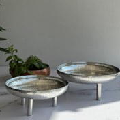 تصویر دیس گرد دوران پایه دار تمام سفید 