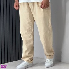 تصویر شلوار مردانه مدل بگ لینن رنگ کرم 
