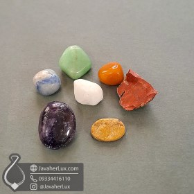تصویر پکیج ۷ سنگ چاکرا تراش نخورده مدل لوتوس 