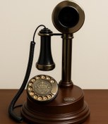 تصویر تلفن آنتیک آرتمیس آنالوگ رومیزی - قهوه ای تیره / مربع 
