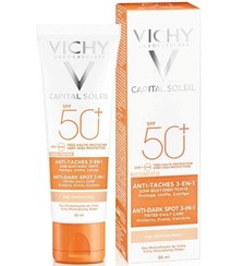 تصویر ضد آفتاب رنگی ضد لک ۳ در ۱ کاپیتال سولیل ویشی - 50میل ا Vichy Capital Soleil Anti-Dark Spot Tinted 3 in 1 - SPF50 Vichy Capital Soleil Anti-Dark Spot Tinted 3 in 1 - SPF50