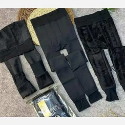 تصویر لگ زنانه سه کاره داخل خز مشکی سایز فری 