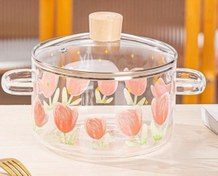 تصویر قابلمه پیرکس آنتی‌شوک گلدار ظرفیت ۱/۸ لیتر 