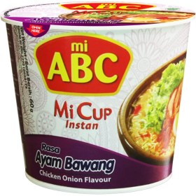 تصویر نودل کاسه ای فوری می ای بی سی با طعم مرغ 60 گرم mi abc مدل rasa ayam bawang chicken onion 