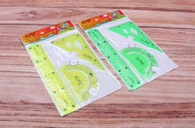 تصویر ست نقاله، گونیا و خط کش ژله ای 