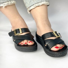 تصویر صندل لژدار تک سگک مشکی 