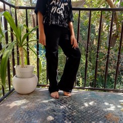 تصویر شلوار نیم بگ زنانه جین 