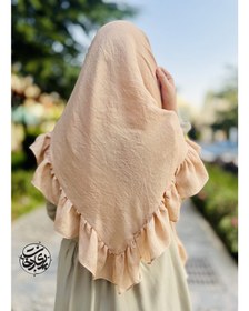 تصویر روسری دورچین کرم پررنگ 