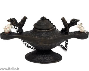 تصویر چراغ پیسوز برنجی ۲ شعله - طرح ۲ 