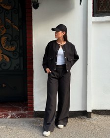 تصویر بامبر و شلوار کرپ دیپلمات مغزی دوزی شده فری سایز 