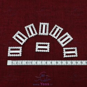 تصویر سگک مستطیل نقره ای طرح نگین 2 سانت (بسته 100 عددی) 