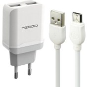 تصویر شارژر دیواری Yesido YC10 2Port 2.4A + کابل میکرو یو اس بی Yesido YC10 wall charger With MicroUSB Cable