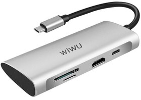 تصویر هاب تایپ سی 7 پورت مک بوک فلزی ویوو WiWU 7-in-1 Type-C Hub Docking Station Alpha 731HP 