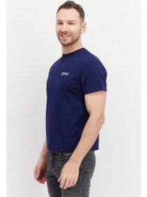 تصویر تی‌شرت آستین کوتاه یقه گرد مردانه با لوگوی برند، آبی برند esprit Men Crew Neck Short Sleeve Brand Logo T-Shirt, Blue