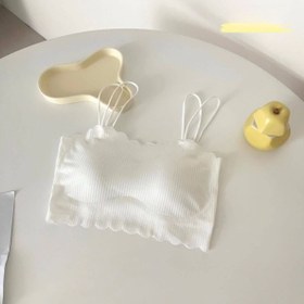 تصویر نیم تنه دخترانه دکلته کاپ متحرک سایز ۳۴ تا ۴۲ رنگ کرم طوسی مشکی صورتی 