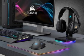 تصویر پایه هدست کورسیر مدل ST100 RGB Premium Corsair ST100 RGB Premium Headset Base Stand