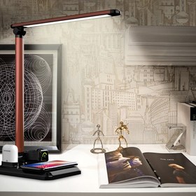 تصویر چراغ مطالعه به همراه شارژر وایرلس آیفون ، اپل واچ و ایرپاد ا 4 in 1 LED Desk Lamp with Wireless Charger, USB Charging 4 in 1 LED Desk Lamp with Wireless Charger, USB Charging