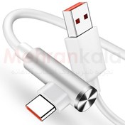 تصویر کابل شارژ و انتقال داده اصلی شیائومی مدل 6A 90 Degree طول 1 متر Xiaomi USB-C 6A 90 Degree Turbo Fast Charging Cable