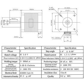 تصویر استپ موتور نما 17 دو فاز 1.8 درجه 5.5 kg.cm مدل 42BYGH48H-A-18D 42BYGH48H-A-18D stepper motor