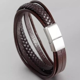 تصویر دستبند چرمی طرح ترکیبی 