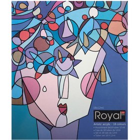 تصویر رنگ اکریلیک 18رنگ رویال 