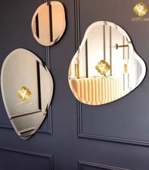 تصویر آینه دکوراتیو کریستال مدل سنگی سه تیکه 