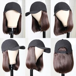 تصویر کلاه کپ با موی کوتاه مصنوعی کد(6002) Wig hat (6002)