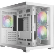 تصویر کیس کامپیوتر گیم دیاس Aura GC10M V2 ARGB Micro Tower سفید Gamdias Aura GC10M V2 ARGB Micro Tower White Computer Case