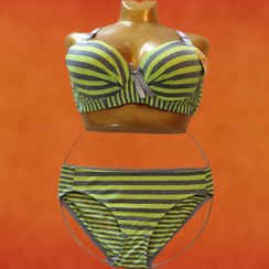 تصویر ست نخی اسفنجی راه راه سبز 