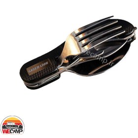 تصویر ست قاشق و چنگال مسافرتی گرین لاین مدل GN4IN1CSET از آلومینیوم 