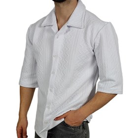 تصویر پیراهن آستین کوتاه مردانه طوسی طرح باکسی Boxy design gray short sleeve shirt for men