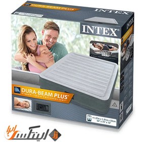 تصویر تخت خواب بادی دو نفره با بدنه جیر Intex 67768