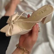 تصویر صندل مجلسی زنانه پاشنه ۵ سانت مشکی و کرم 