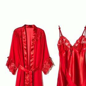تصویر لباس خواب زنانه حریر دو تکه ان بی بی 3820 قرمز | ان بی بی | NBB 