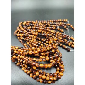 تصویر ریسه سنگ چشم ببر سایز 6 کیفیت A+ کد 1156 Tiger Stone Beads 6mm