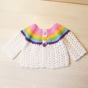 تصویر ژاکت نوزادی دستبافت سایز 0 تا 3 ماه 