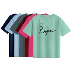 تصویر تیشرت باکسی نخ پنبه طرح Hope کد 2-A1083 عمده (حداقل سفارش 6 عدد) 