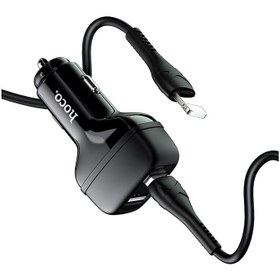 تصویر شارژر فندکی 12 وات هوکو مدل Z36 به همراه کابل لایتنینگ HOCO Z36 Leader dual USB port car charger 2.4A set with 1m cable for Lightning