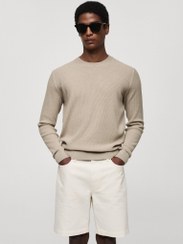 تصویر ژاکت یقه گرد راه‌راه برند mango man Ribbed Crew Neck Sweater