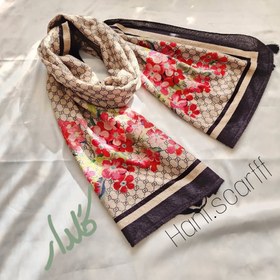 تصویر شال موهر طرحدار - کرمی 