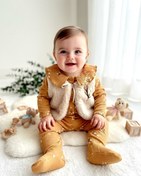 تصویر لباس سرهمی نوزادی و بچگانه دخترانه وارداتی ترک جلیقه دار و جورابدار سایزبندی از صفر تا ۶ماه - ۰ تا ۳ماه 
