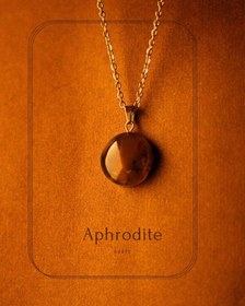 تصویر گردنبند سنگ عقیق زنجیر استیل رنگ ثابت Agate necklace