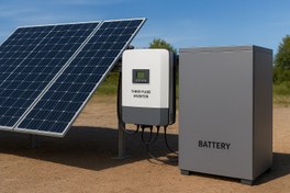 تصویر نیروگاه صنعتی سه‌فاز 6 کیلووات ساعت با باتری | سیستم خورشیدی مستقل از شبکه برای تأمین برق پایدار 