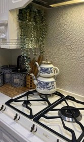 تصویر کتری و قوری قلم آبی لعابی ترک 