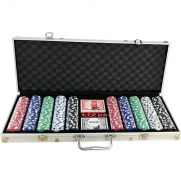 تصویر ژتون پوکر ۵۰۰ تایی سرامیکی با جعبه فلزی 