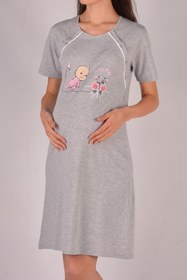 تصویر لباس شب بارداری زنانه آستین کوتاه طوسی برند Nicoletta کد 1603908242 