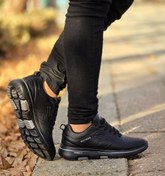 تصویر حراج واقعی کفش کتونی اسپرت مردانه و پسرانه مدل اسکیچرز رنگ مشکی تمام مناسب پیاده روی و باشگاه 