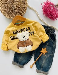 تصویر ست بلوز و شلوار بچگانه جین آبی 