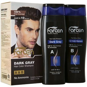 تصویر شامپو رنگ خاکستری تیره آقایان فاربن Farben Dark Gray Men Hair Color Shampoo