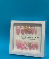 تصویر پک ناخن مصنوعی طرح دار برجسته جعبه دار دوازده عددی به همراه چسب ناخن وپنس - ۲ 